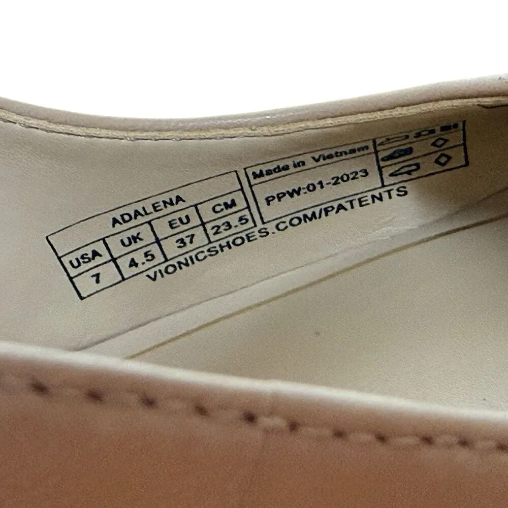 Vionic Adalena Slingback Heels Size 7 Nude Tan Pointed Toe Leather Pumps Dressy
